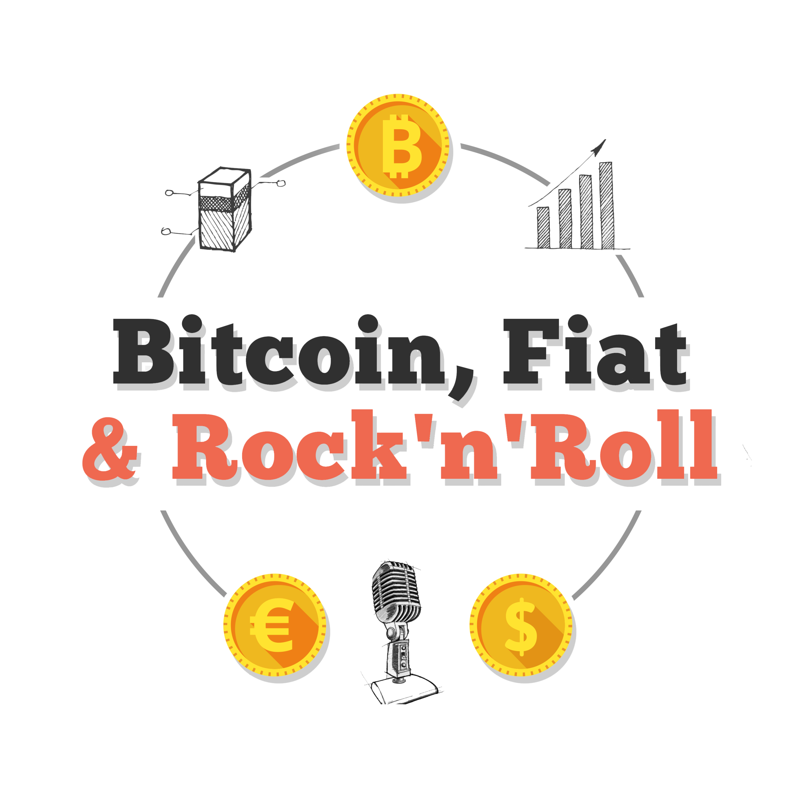 Logo Bitcoin, Fiat, Rock´n´Roll